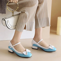 LBSFY  - Plus Size 46 47 48 Spring Lolita Sweet Bow Tie Mary Janes Shoes Girls School Student Casual Pumps Woman Low Heels Zapatos Mujer