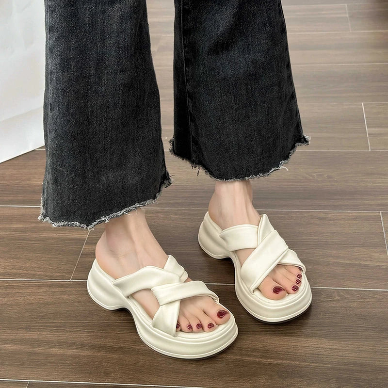 LBSFY  -  2024 Summers Platform Women's Slippers Fashion Open Toe Wedges Heel Ladies Outdoor Beach Slides Sandalias