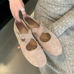 LBSFY  -   Red Ballet Flats Women Round Toe Elegant Shoes Mary Janes Slips Ballerinas Zapatos Mujer
