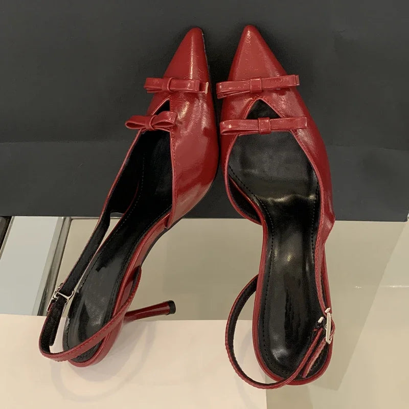 LBSFY -Spring Fashion Butterfly-knot Buckle Strap Women Pumps Sexy Pointed Toe Thin High Heels Party Wedding Shoes Zapatillas De Mujer