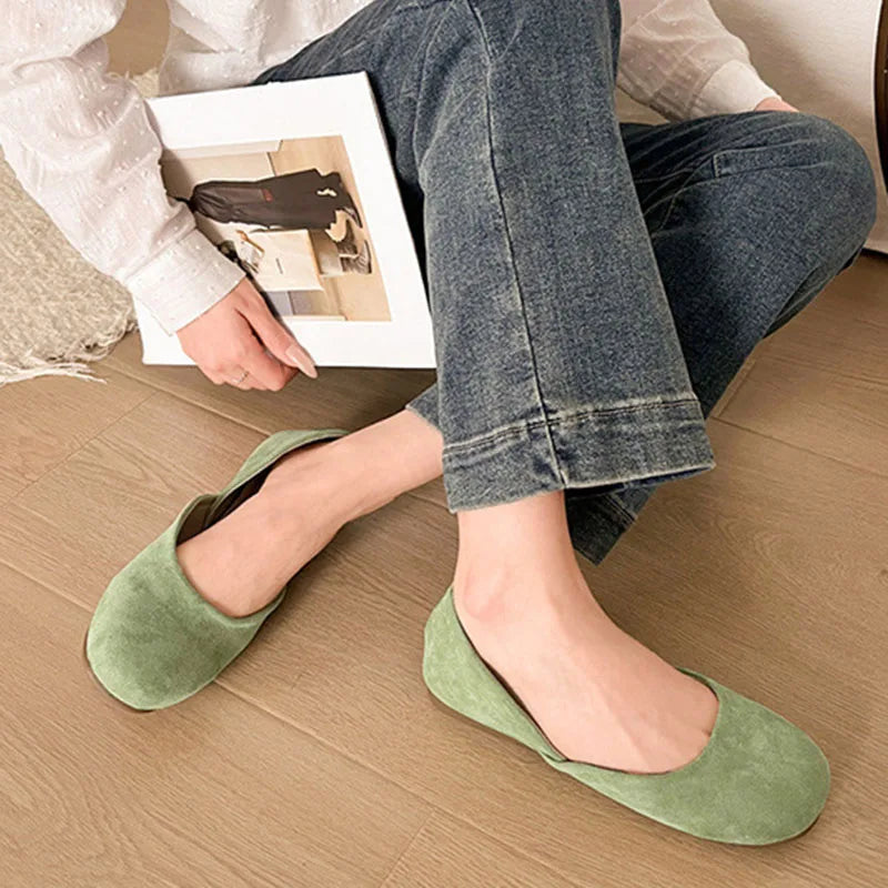 LBSFY -Splicing Square Toe Mules Shoes for Women Suede Flats 2025 Spring Autumn Slip on Designer Fashion Solid Color Casual Loafers