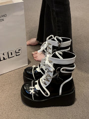 LBSFY  -  Fashion Thick Sole Lolita Shoes  New Women's Cute Matsutake Knight Boots Sweet Cool Style Girls' Fashion Color Matching Boot