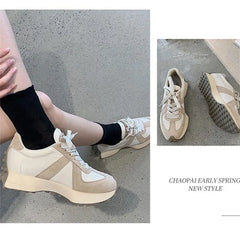 LBSFY  -  2024 New Suede Leather Women Sneakers High Quality Lace Up Platform Casual Shoes Fashion Ladies Chunky Sneakers