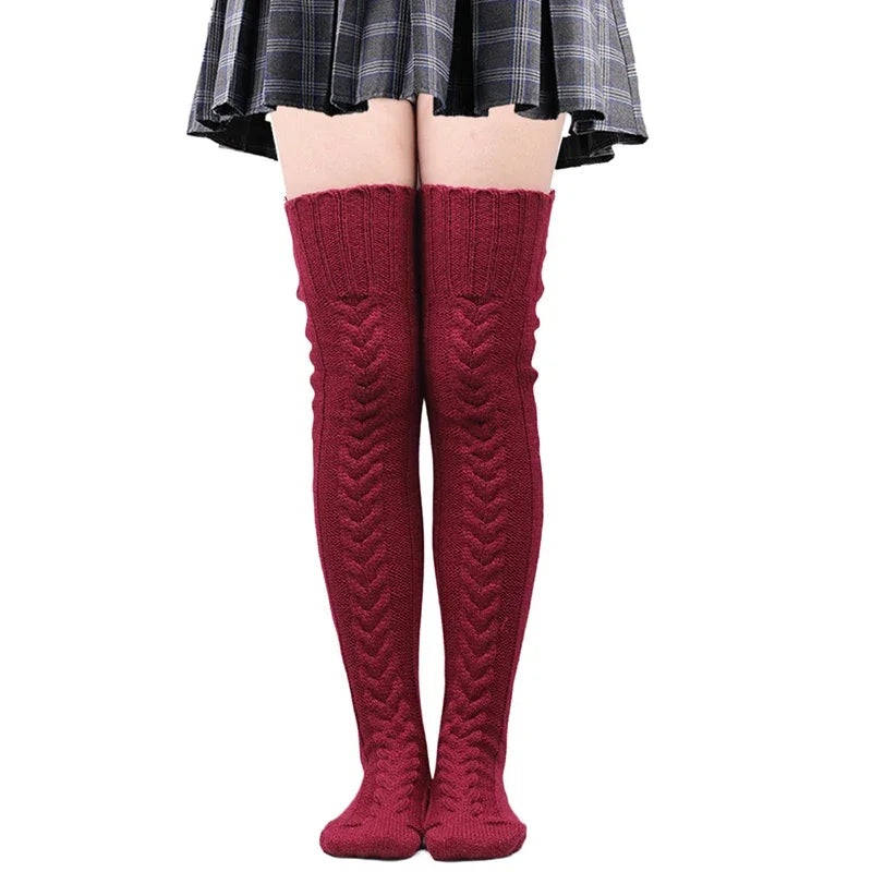 Lbsfy Cute Long Socks Lolita Leg Warmer Knitted Woollen Foot Warmer Stockings Autumn Winter Woman Knee-High Socks Leisure Loose Socks