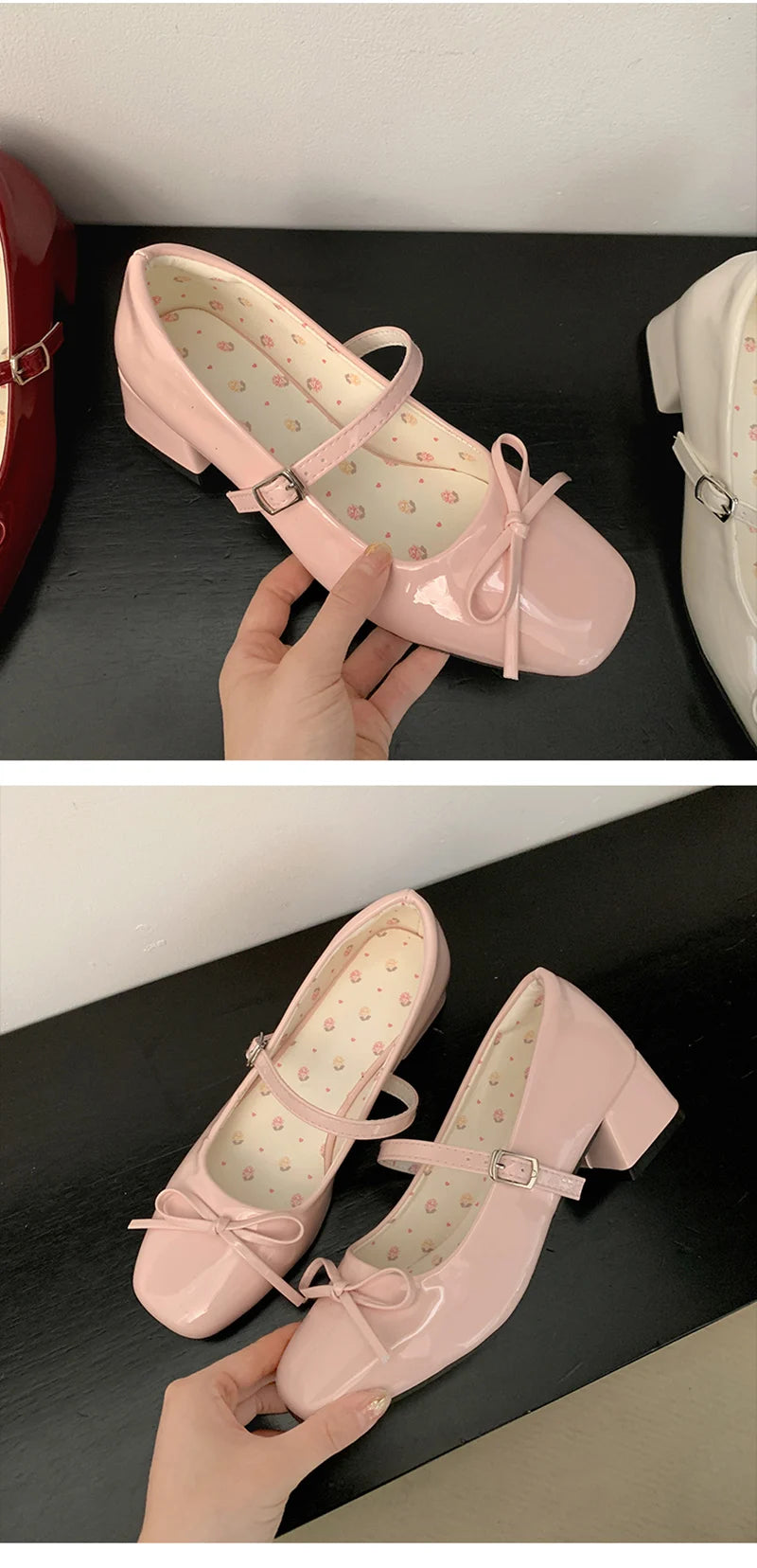 LBSFY -Patent Leather Women Mary Jane Shoes Fashion Shallow Butterfly-knot Shoes Spring Autumn Wedding Party Shoes