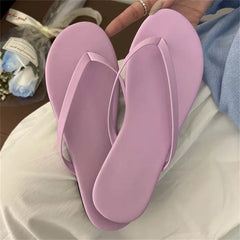 LBSFY -2025 Summer Clip Toe Flat Heels Slippers Women Casual Beach Shoes Concise Candy Color Flip Flops Zapatos De Mujer