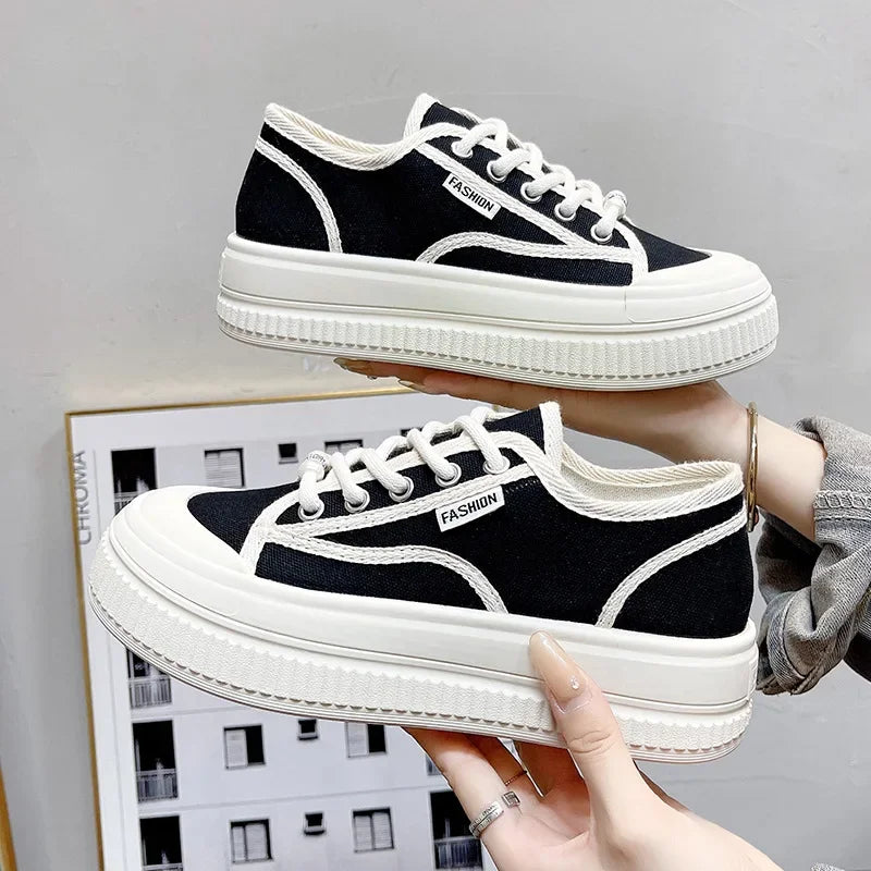 LBSFY  -  Fashion Casual New Designer Canvas Shoes for Women Spring Autumn White Women's Vulcanize Shoes Solid Color Sneakers Ladies