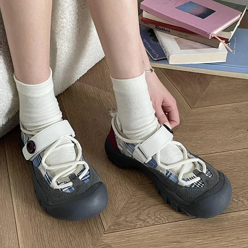 LBSFY -Ins Versatile Student Casual Sneakers Women's New Style Spring Autumn Ugly Shoe Board Shoes Polyester Sole Less Than 1cm He