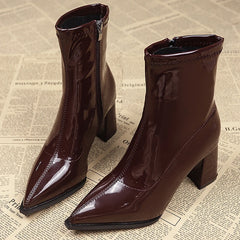 LBSFY -Women Ankle High Heels Chelsea Boots Pointed Toe Shoes Goth Designer Pumps Winter 2025 New Brand Shoes Women Motorcycle Boots