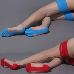 Lbsfy Retro Sexy Lingerie Stockings Contrast Color Thigh High Back Seam Medias Mujer Ultra-thin Wide Rib Top Nylon Stockings For Women