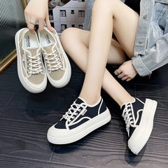 LBSFY  -  Fashion Casual New Designer Canvas Shoes for Women Spring Autumn White Women's Vulcanize Shoes Solid Color Sneakers Ladies