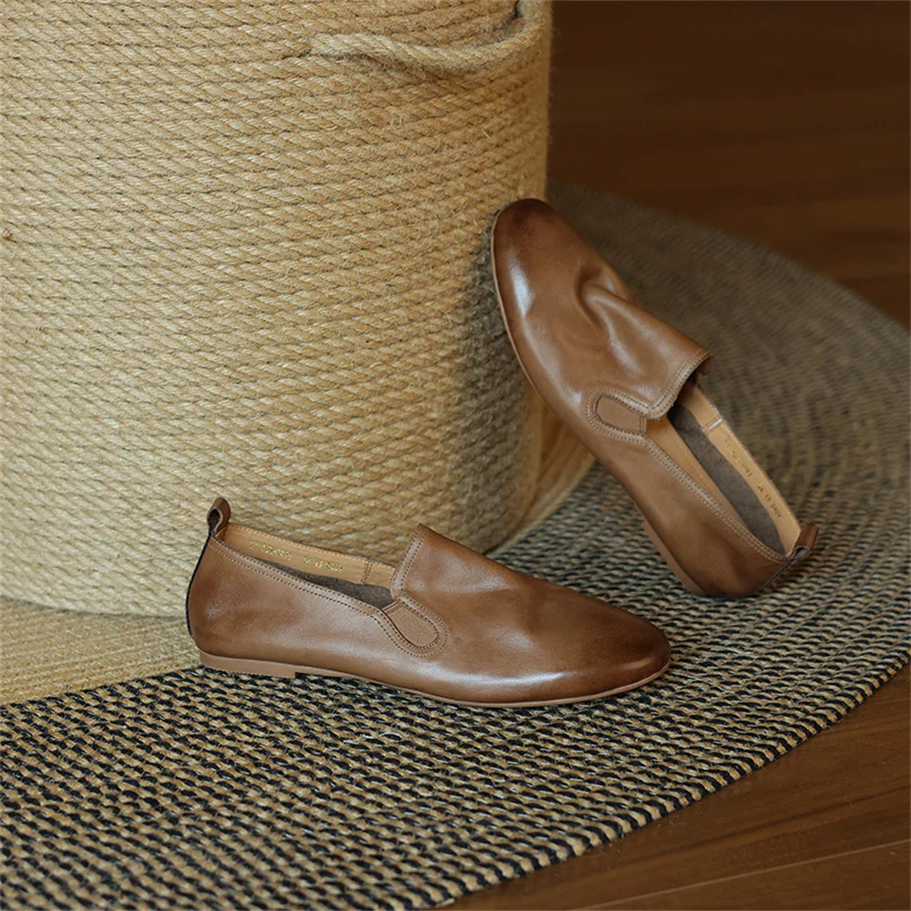 LBSFY  -  Women Genuine Leather 2025 Flats New Soft Leather Round Toe Casual Shoes Woman Flats Loafers Working Shoes