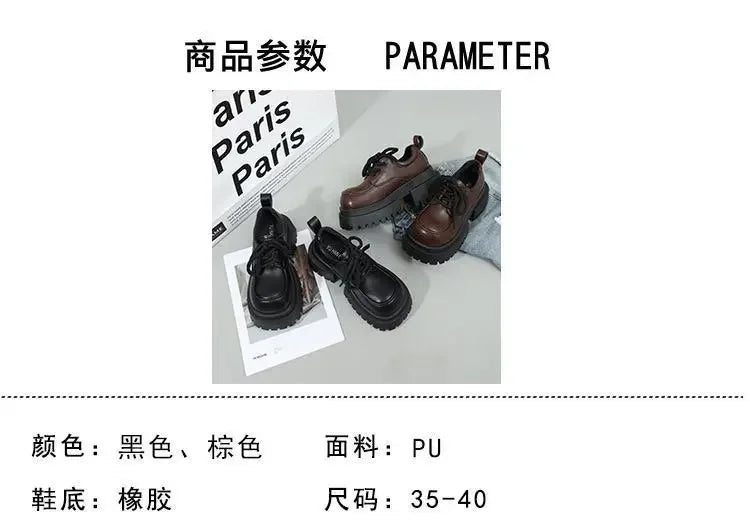 LBSFY -Women's 2025 New Japanese Style Mary Jane Shoes Black Brown Leather Thick Sole Round Toe Comfort Square Heel Lolita Girl's Shoes
