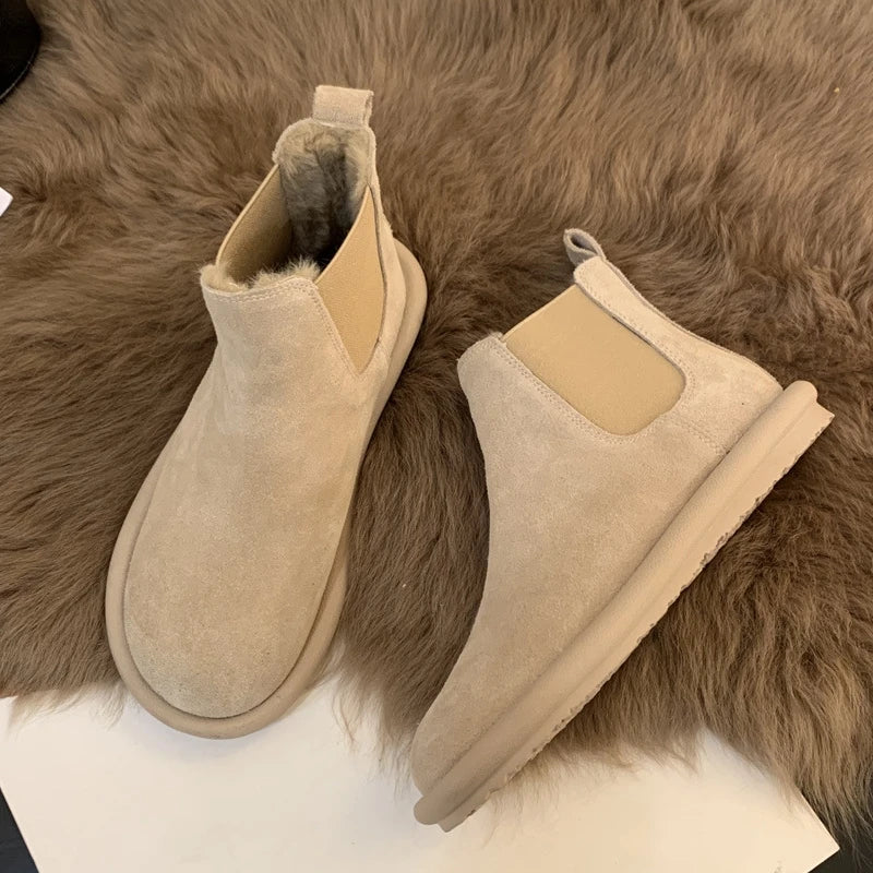 LBSFY  -  2024 flat bottom women's chelsea boots anti-slip snow boots women winter warm shoes female boots large size