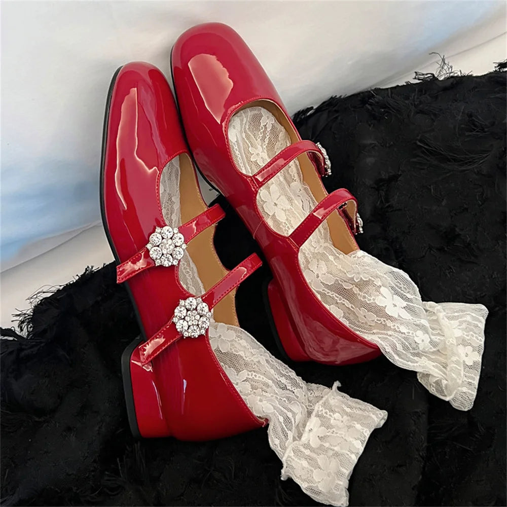 LBSFY  -  Women's High Heels Pumps Patent Leather New Rhinestone Party Wedding Shoes Club Pumps Woman Buckles Dress Pumps