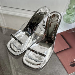 LBSFY -Summer Fashion Butterfly-knot Satin Women Slipper Slip On Ladies Sandal Thin High Heel Outdoor Dress Slides Shoes