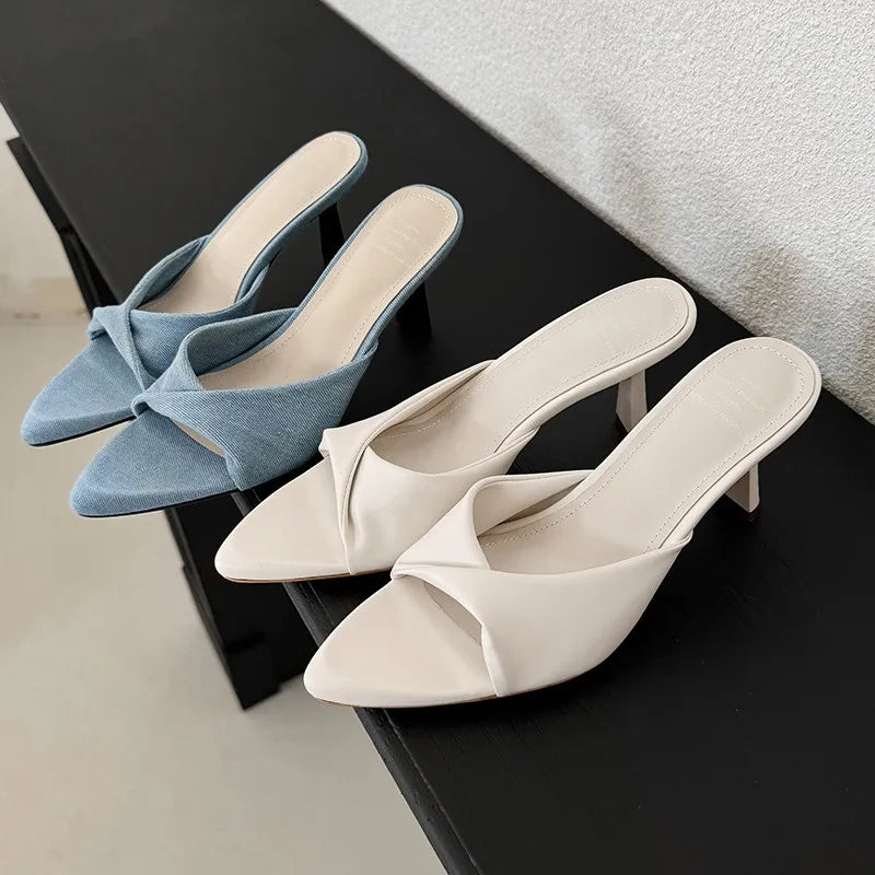 LBSFY  -  Fashion Sandals Women's New High Quality Pointed Open Toe Flipped High Heel Slippers Modern Summer Open Shoes
