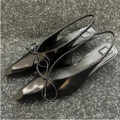 LBSFY  -  Sexy Pointed Toe Mules Pumps Women Summer Low Heel Slingback Sandals Female Fashions Retro Office Bow Designer Sandals Women