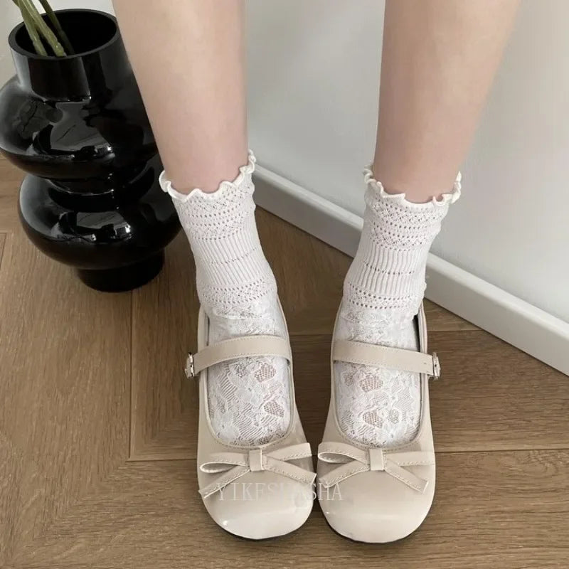 LBSFY  -  2024 New Sweet Vintage Mary Janes Shoes Women Lolita Kawaii Shoes Female Bow-knot Cute Designer Shoes Pink Heels