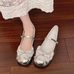 LBSFY -2025 Spring Autumn Bow Lace Women Mary Jane Shoes Fashion Shallow Ladies Elegant Outdoor Single Shoes Women Loafers Ballet Flats