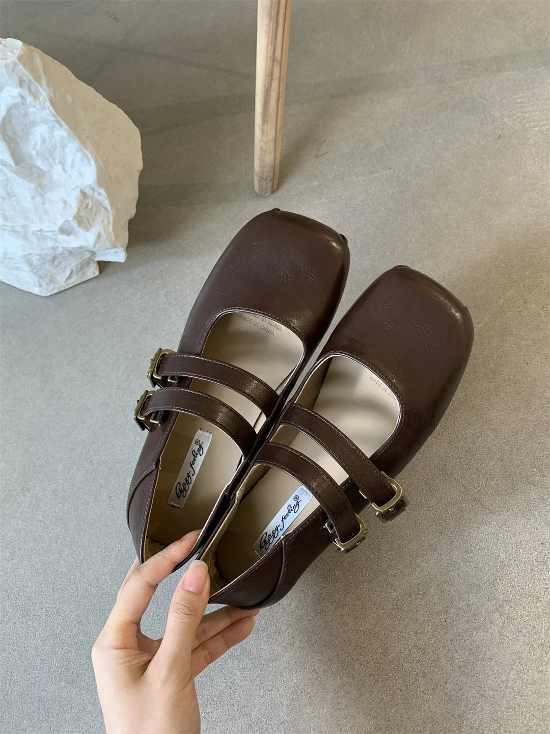 LBSFY -New Brand Women Flat Shoes Fashion Square Toe Shallow Ladies Mary Jane Shoes Soft Sole Outdoor Laofer Shoe Mujer