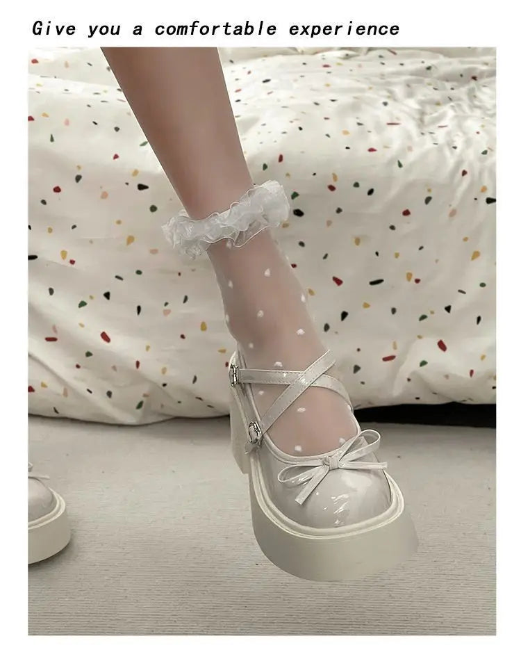LBSFY -Lolita Shoes Women Japanese Style Mary Jane Shoes Women Vintage Shallow High Heels Chunky Platform Shoes Cosplay Female Sandals